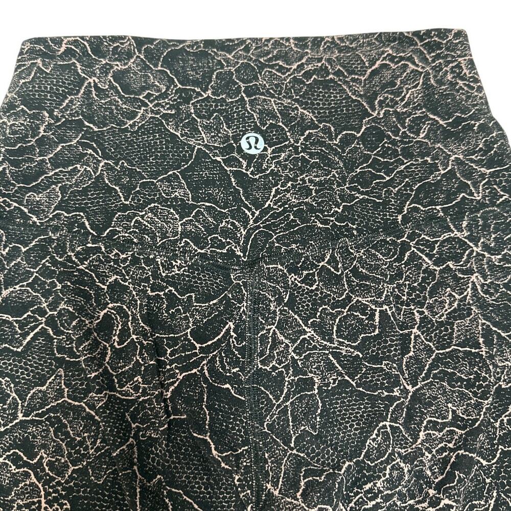 Lululemon Align Crop Lacescape Spanish Rose Black Yoga Pants Size 4 - Picture 4 of 6
